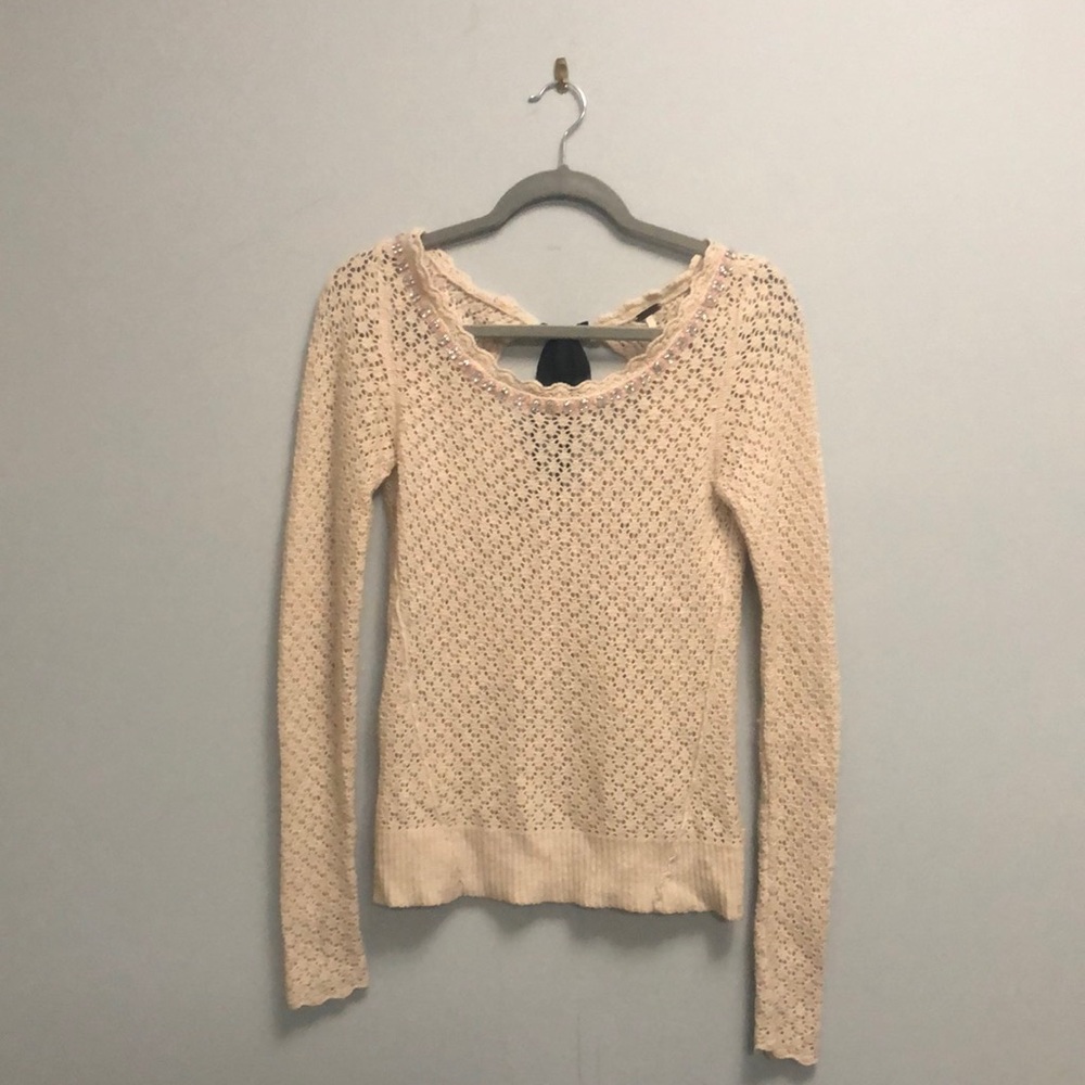 Free people crochet sweater with jewels size xs